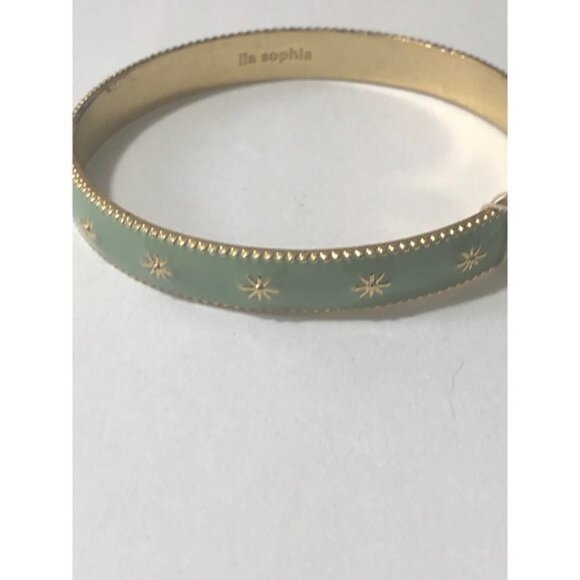 Lia Sophia Palisades Ice Capades Light Green Bangle Small Satin Matte Gold Tone - Picture 3 of 7